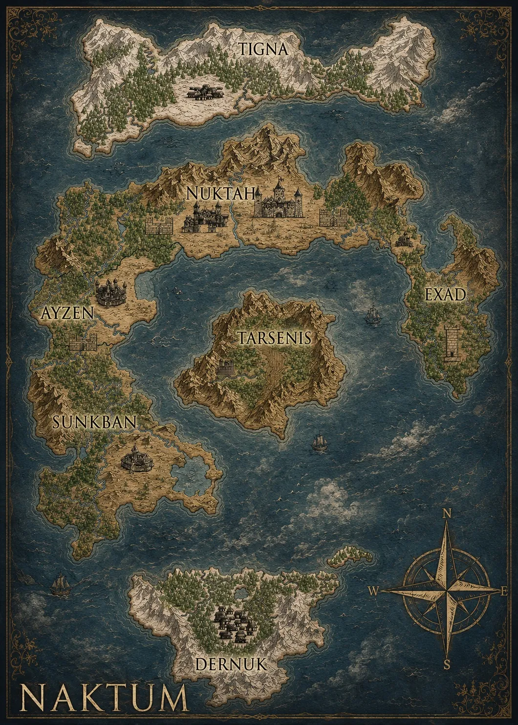 Mapa impreso de Naktum